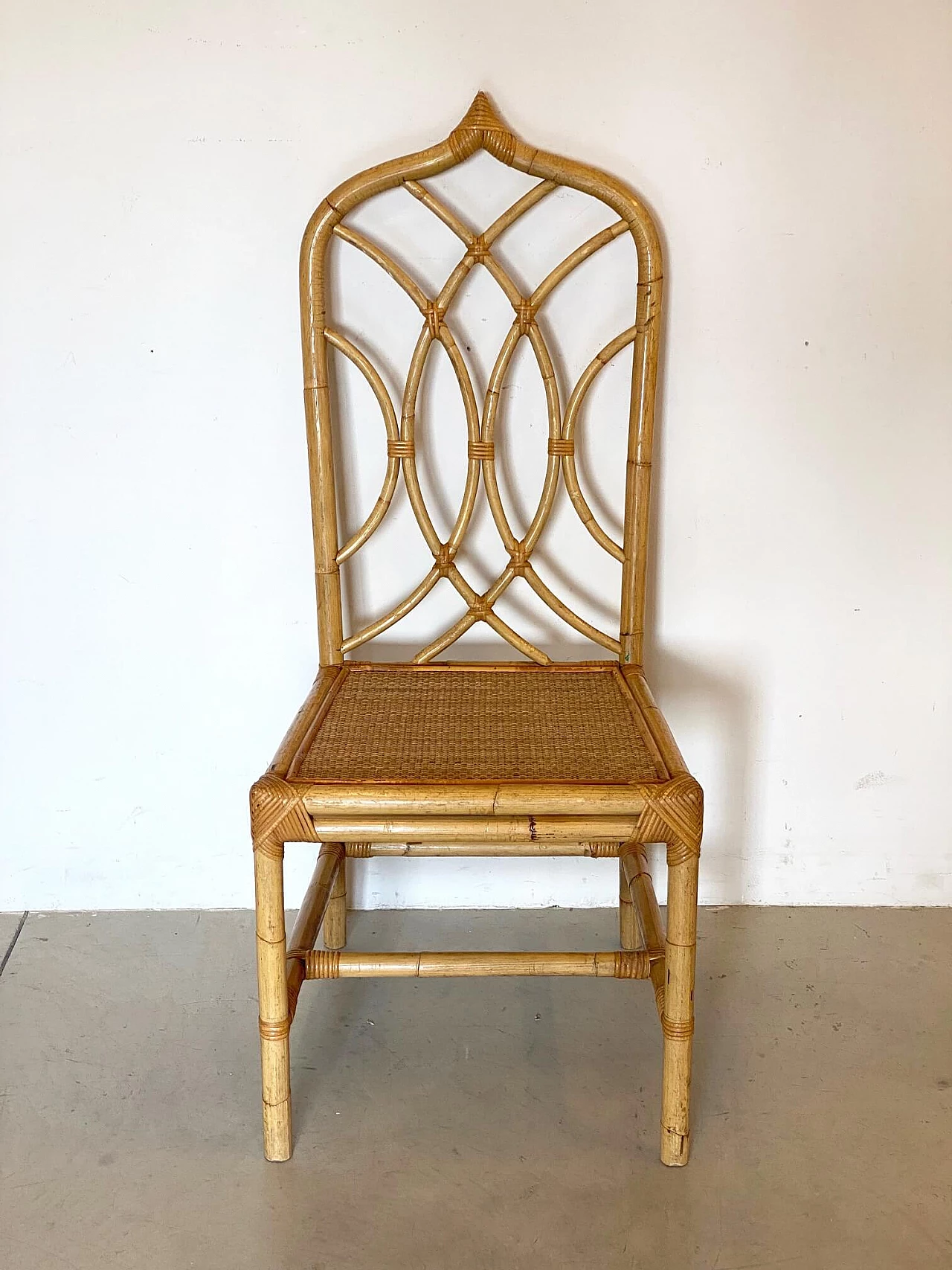 Wicker and bamboo chair, '70s 4