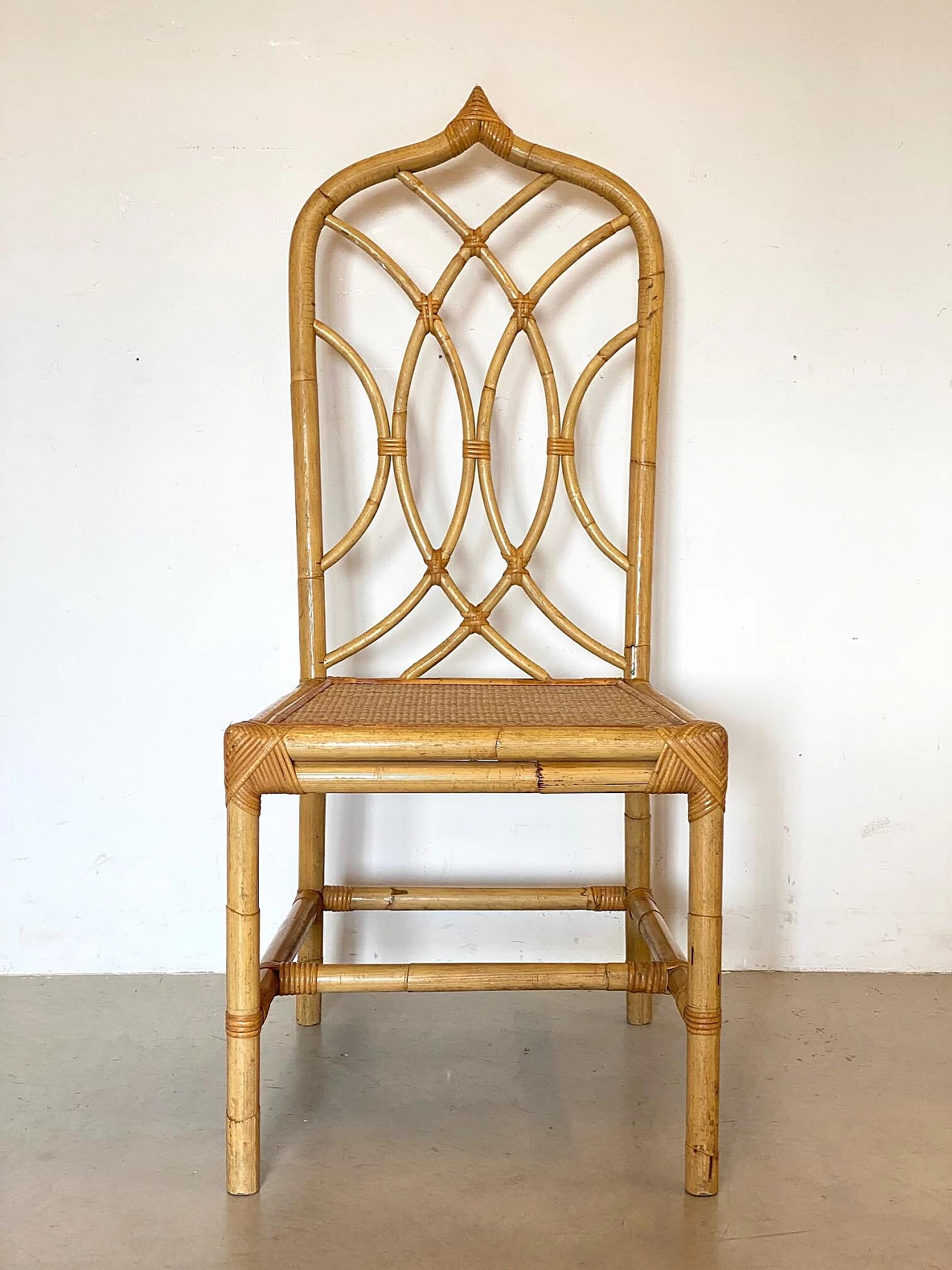 Wicker and bamboo chair, '70s 8