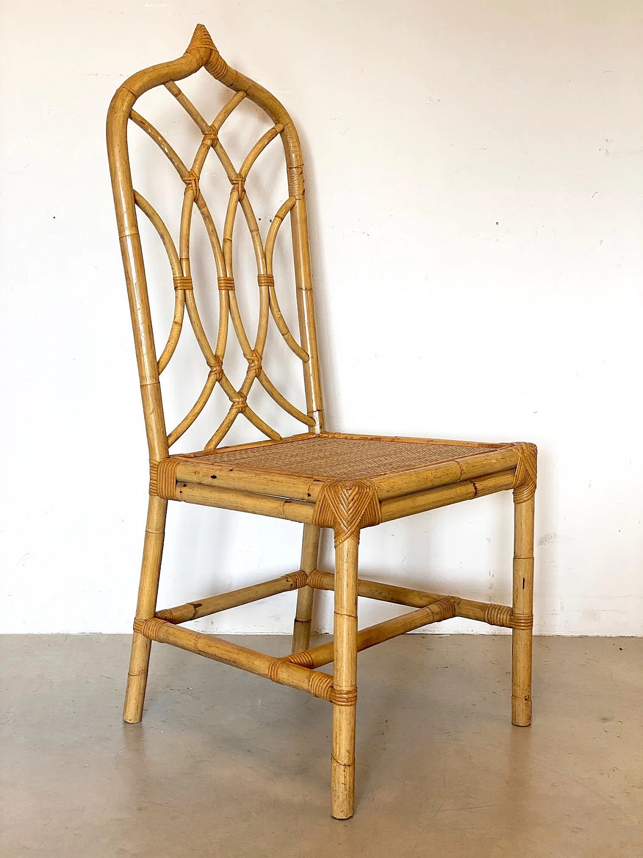 Wicker and bamboo chair, '70s 9