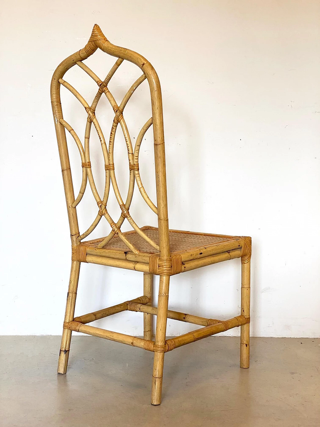 Wicker and bamboo chair, '70s 11