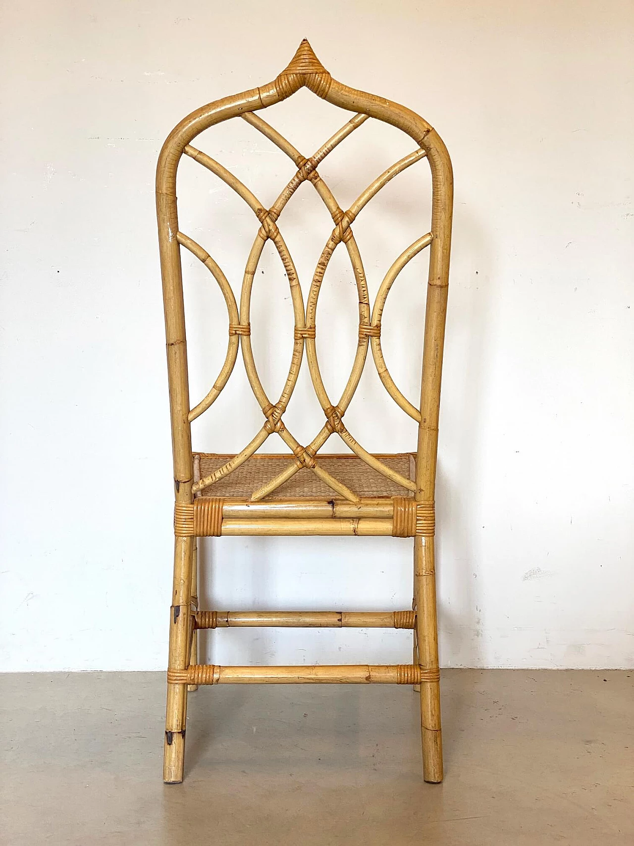 Wicker and bamboo chair, '70s 12