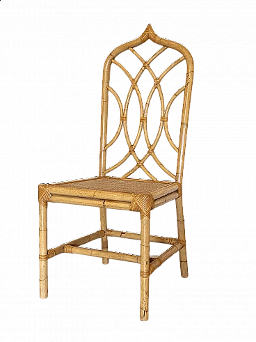 Wicker and bamboo chair, '70s