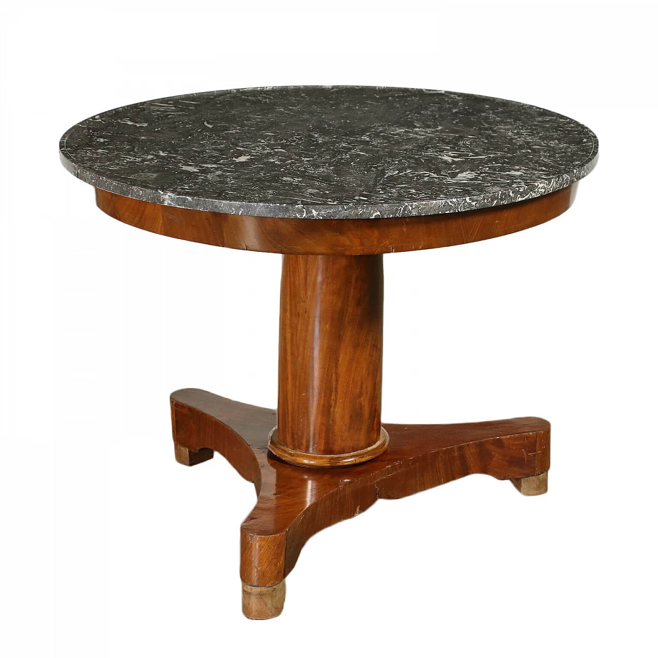 French Restoration Gueridon in wood with black marble top, 19th century 1