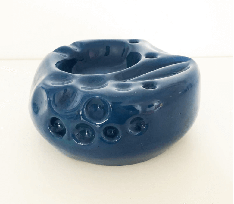 Posacenere Sicart Ceramica Blu Design 1970 -Art