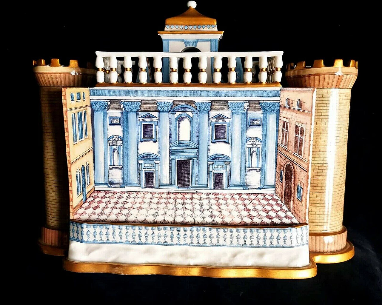 Belvedere Castle of Naples by Villeroy and Boch, porcelain candlestick, 1980s 3