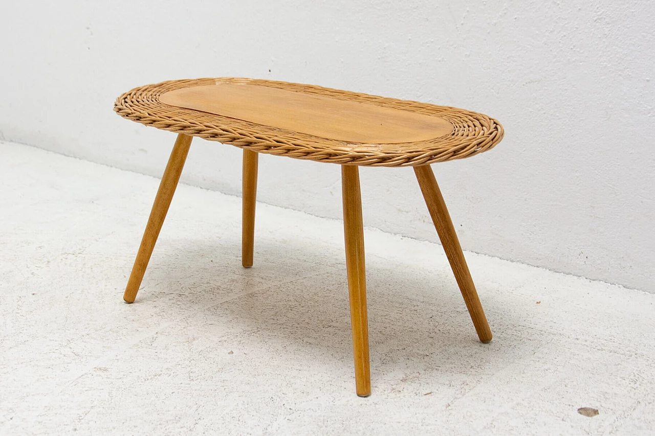 Rattan stool by Jan Kalous for ÚLUV, 1960s 2