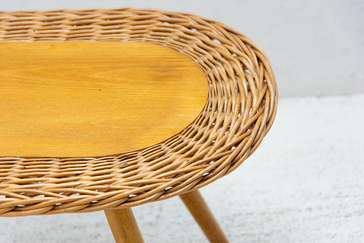 Rattan stool by Jan Kalous for ÚLUV, 1960s 3