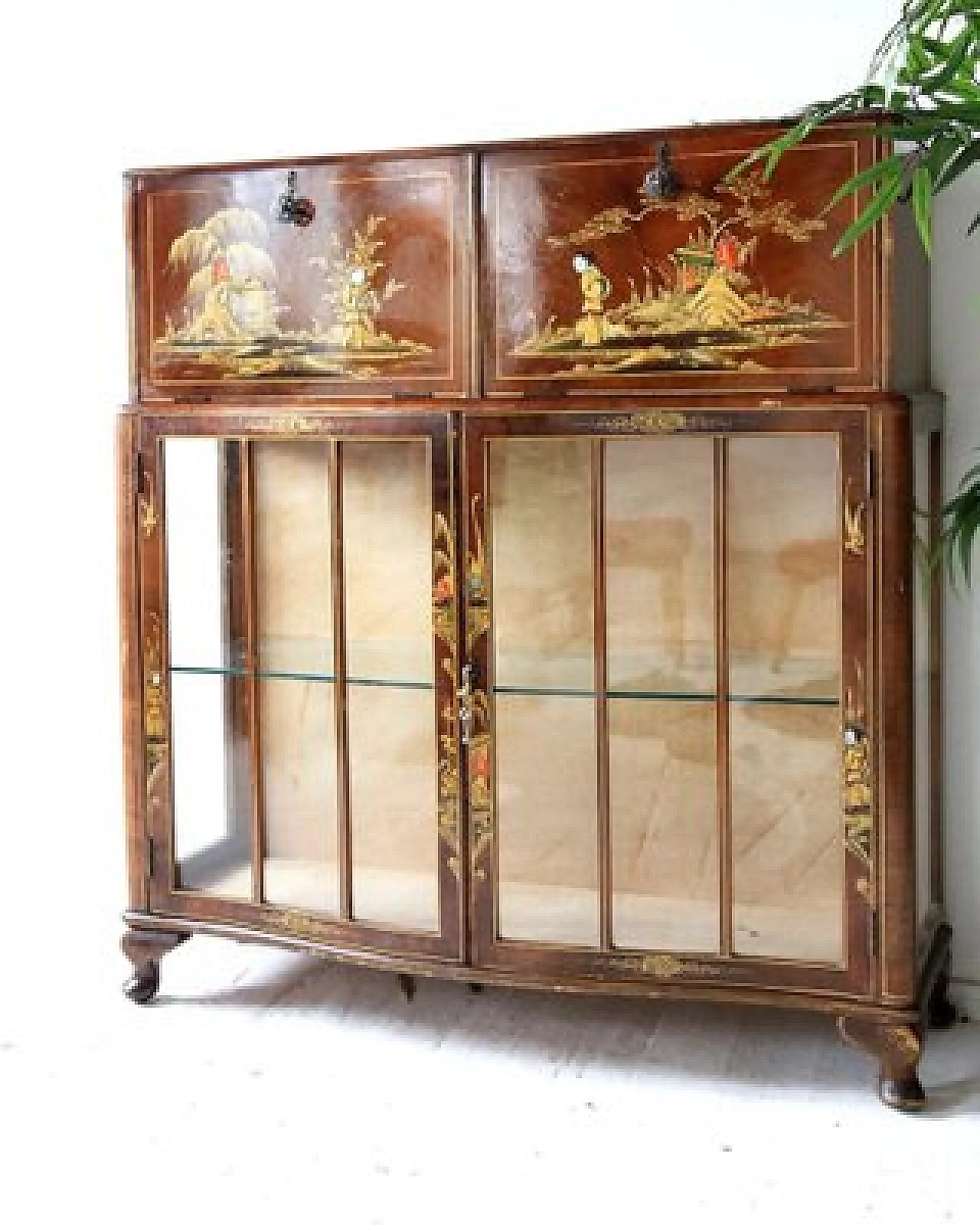 Hand-painted English bar cabinet, 1950s 6