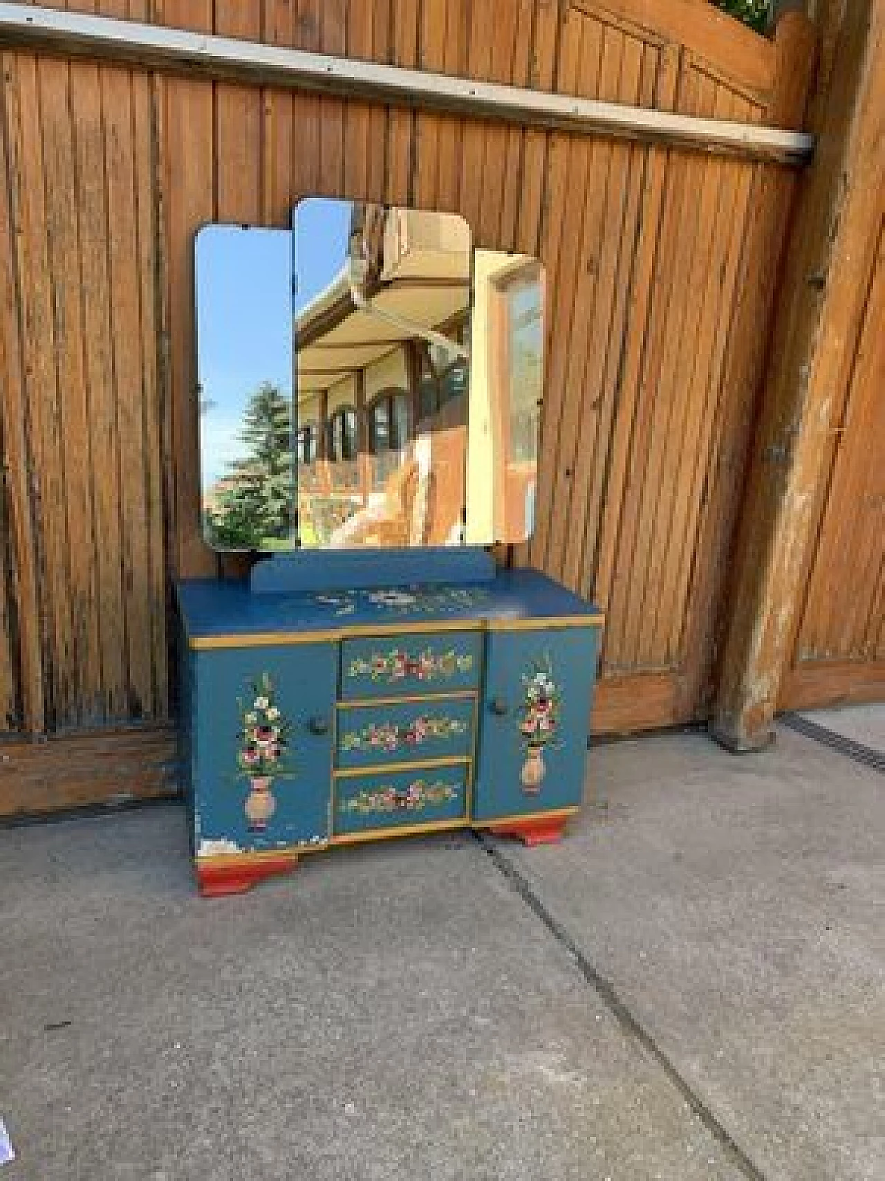 Hand-painted wooden dressing table, 1940s 1