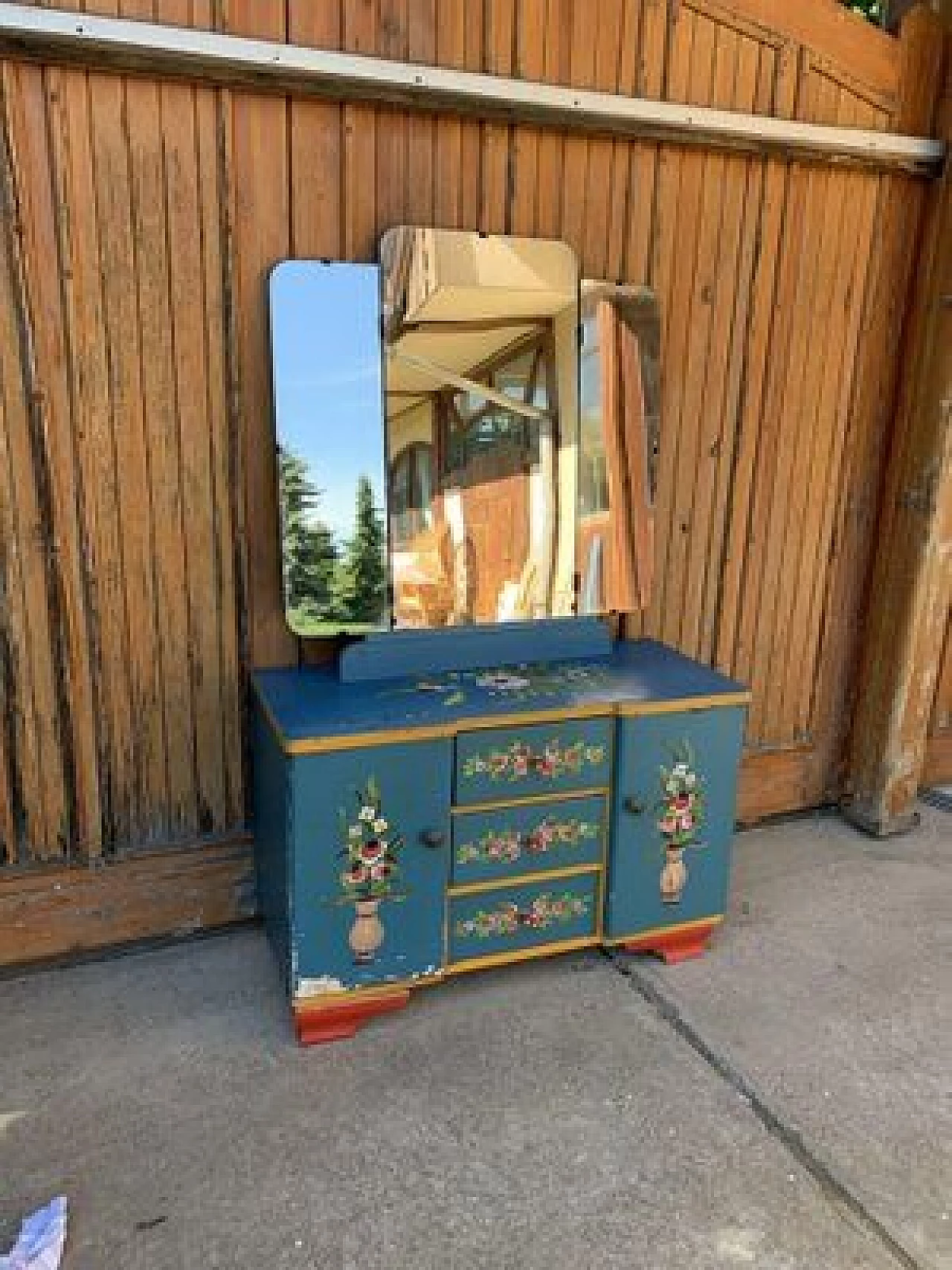 Hand-painted wooden dressing table, 1940s 2