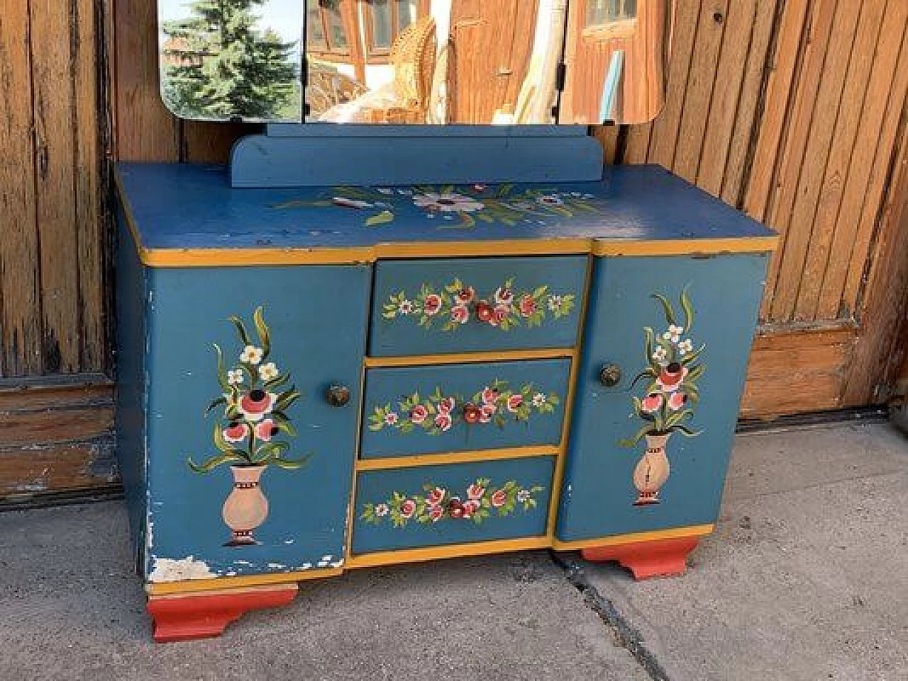 Hand-painted wooden dressing table, 1940s 5