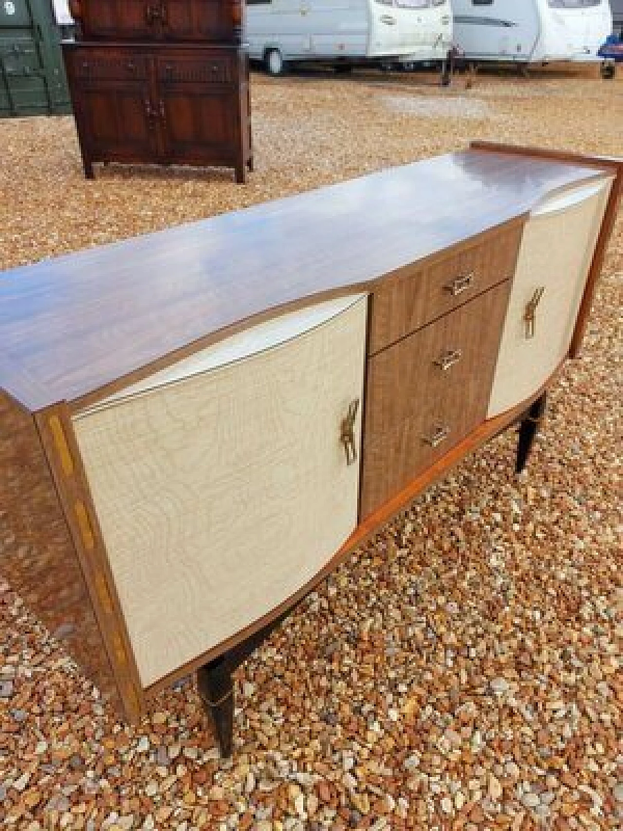 Sideboard in wood and brass, 1950s 3
