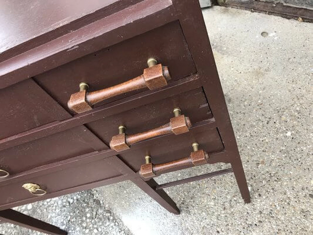 Chest of drawers in patinated brown pine, 1950s 3