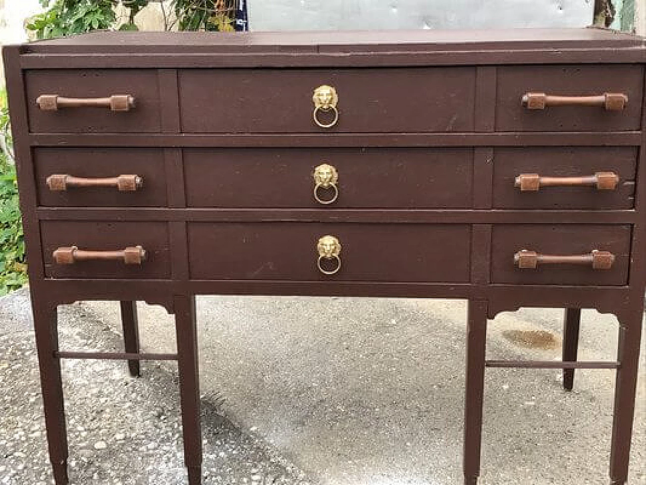 Chest of drawers in patinated brown pine, 1950s 5