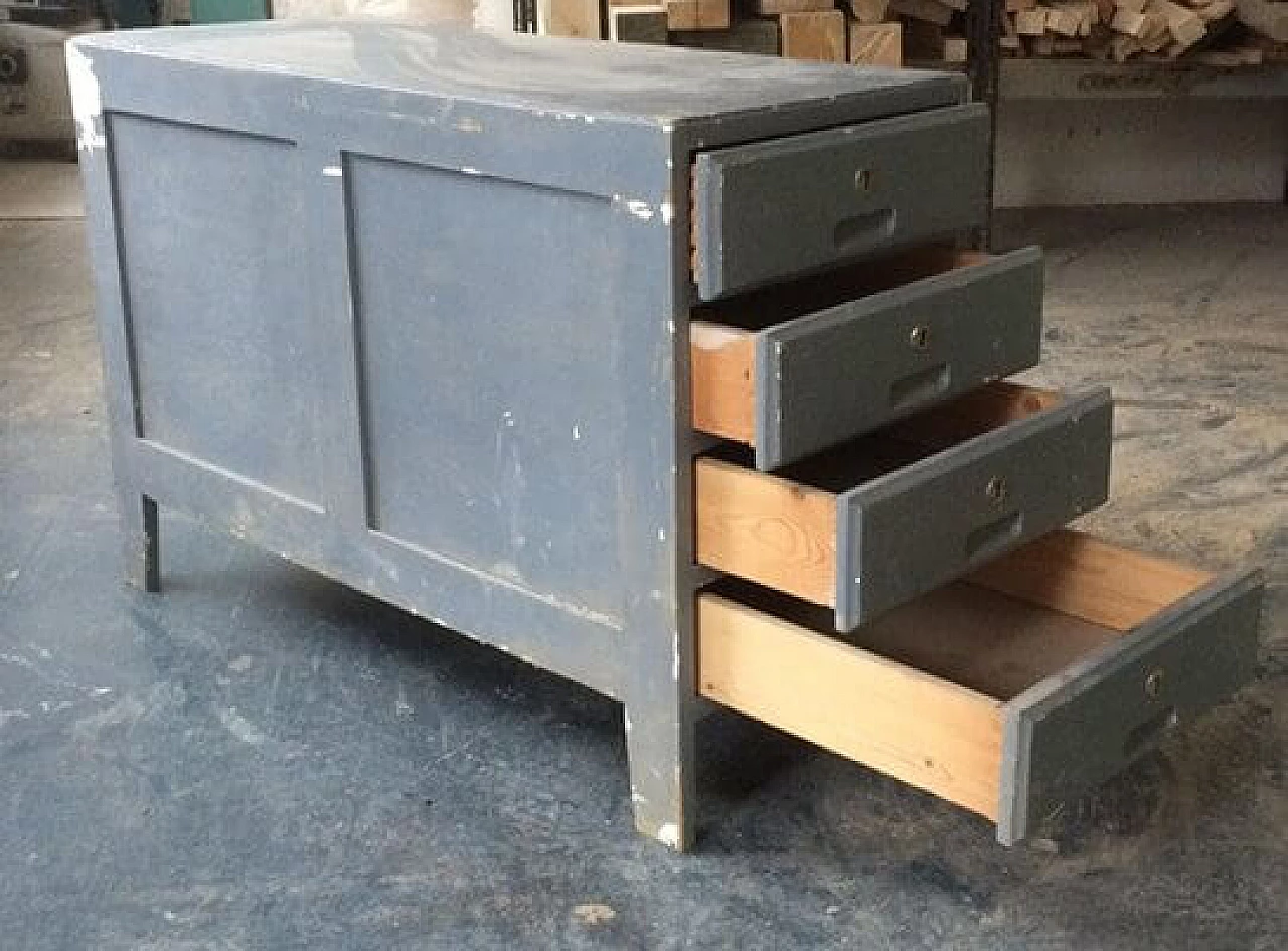 Chest drawers in pine  painted in gray, 1950s 3