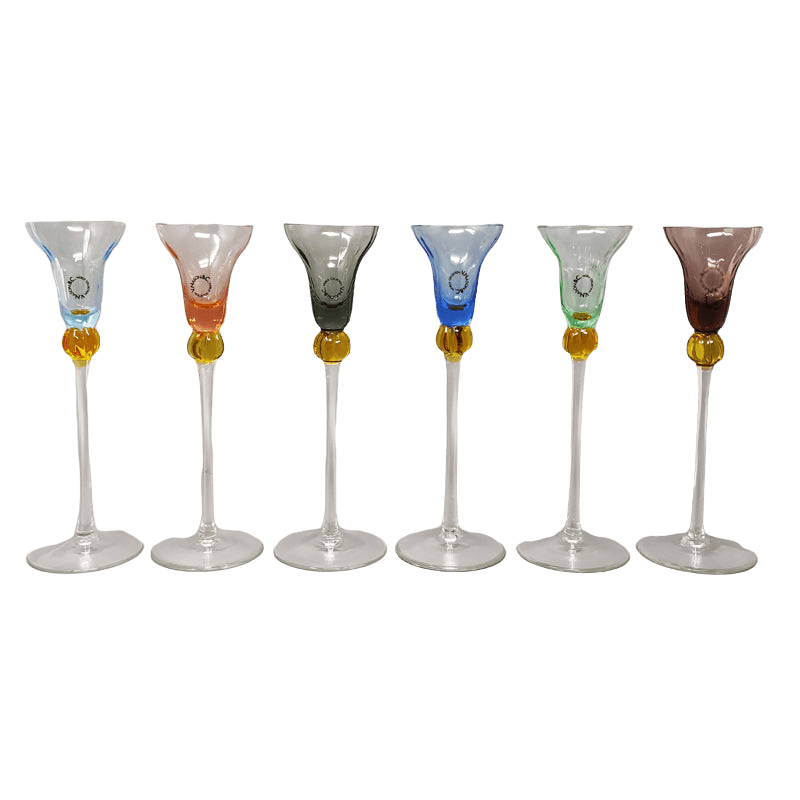 6 Bicchieri in vetro di Murano colorato di Nason, anni '70