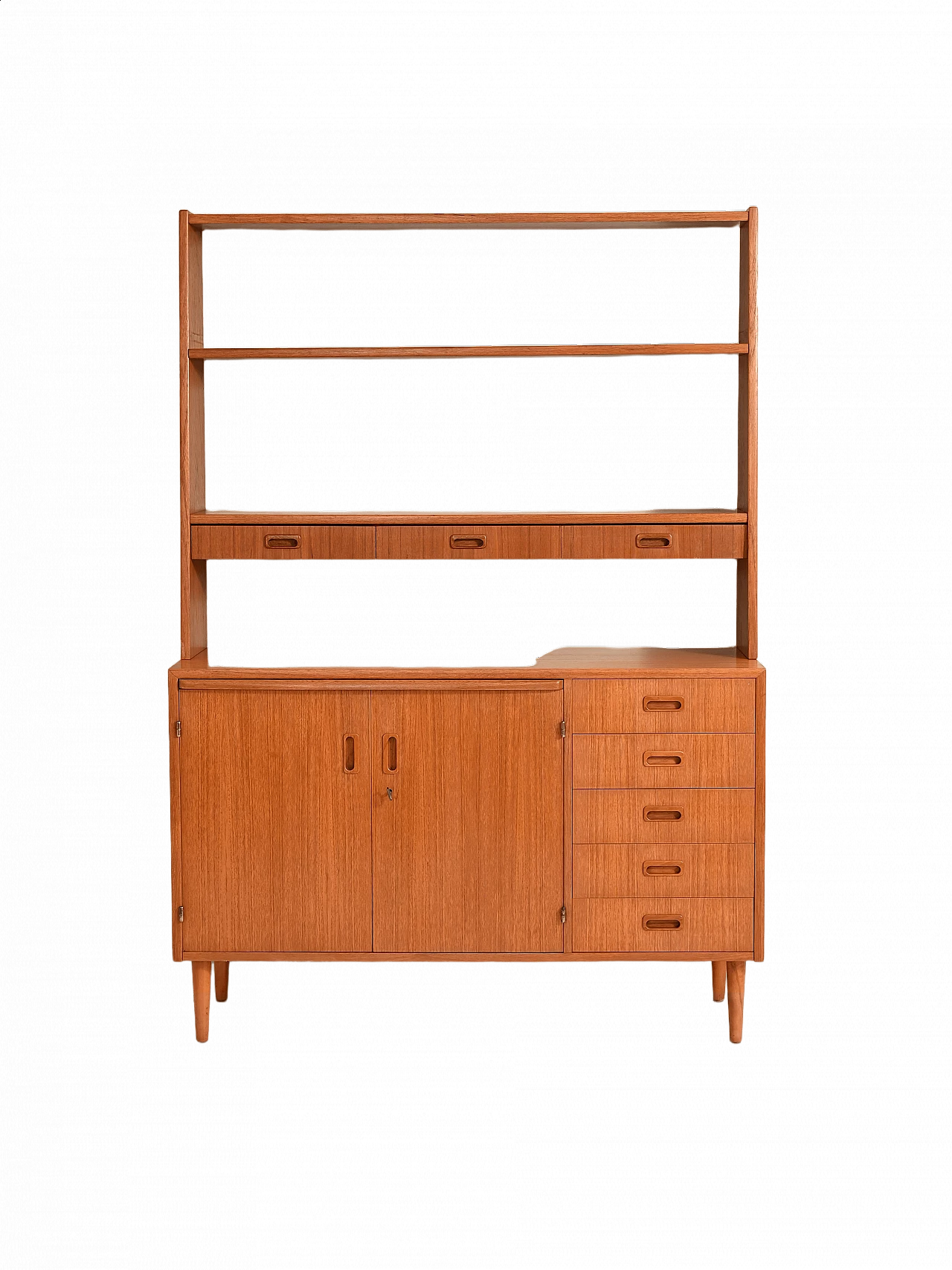 Bookcase with shelves and pull-out teak top, 1960s 13