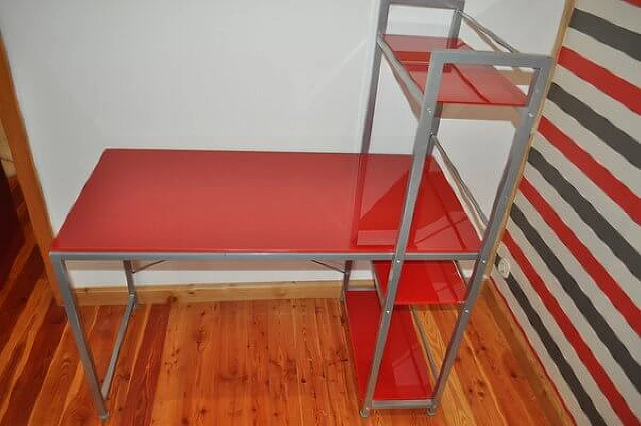 Bauhaus red desk with chair and cabinet in metal, 1990s 14