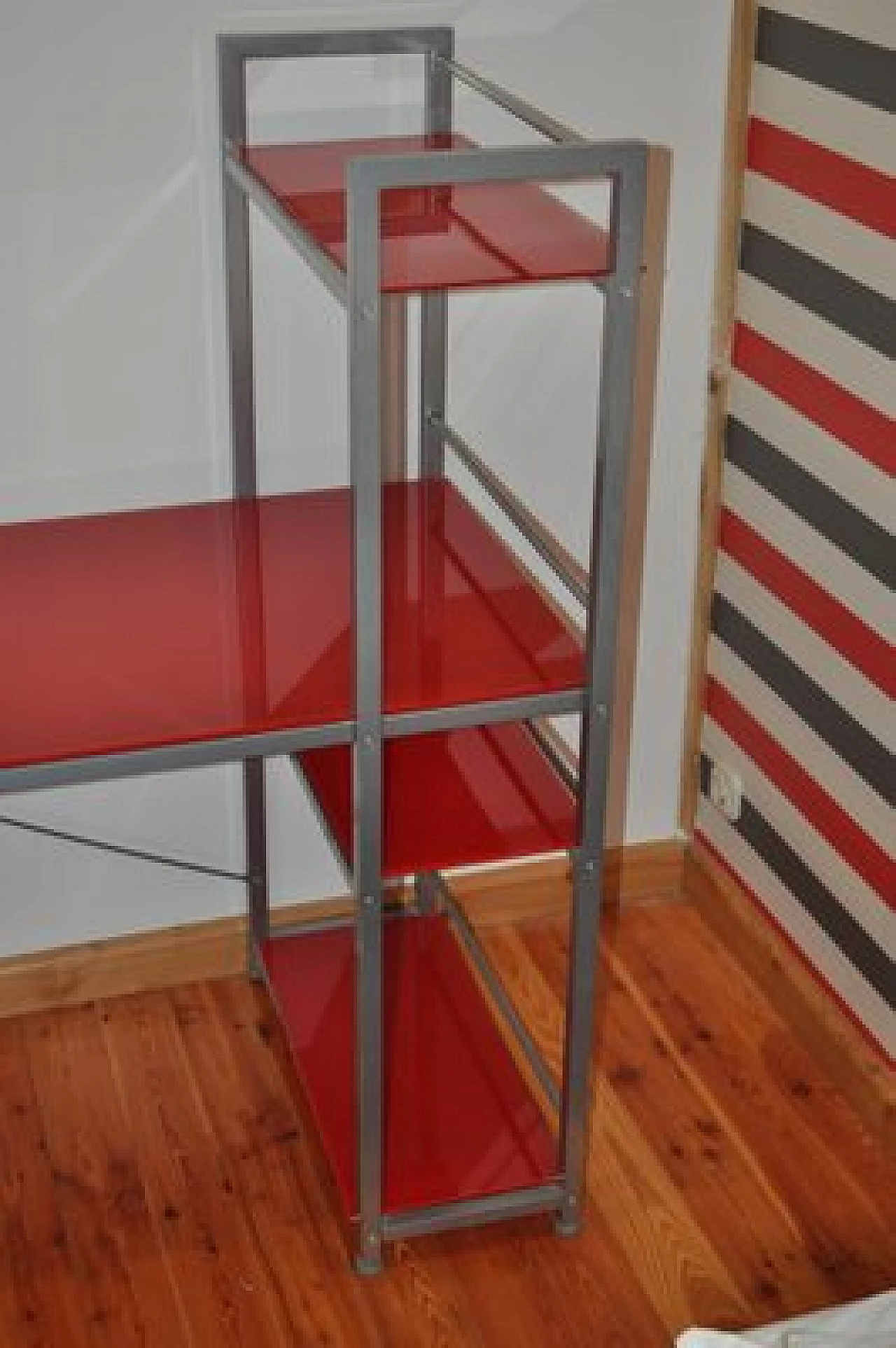 Bauhaus red desk with chair and cabinet in metal, 1990s 16