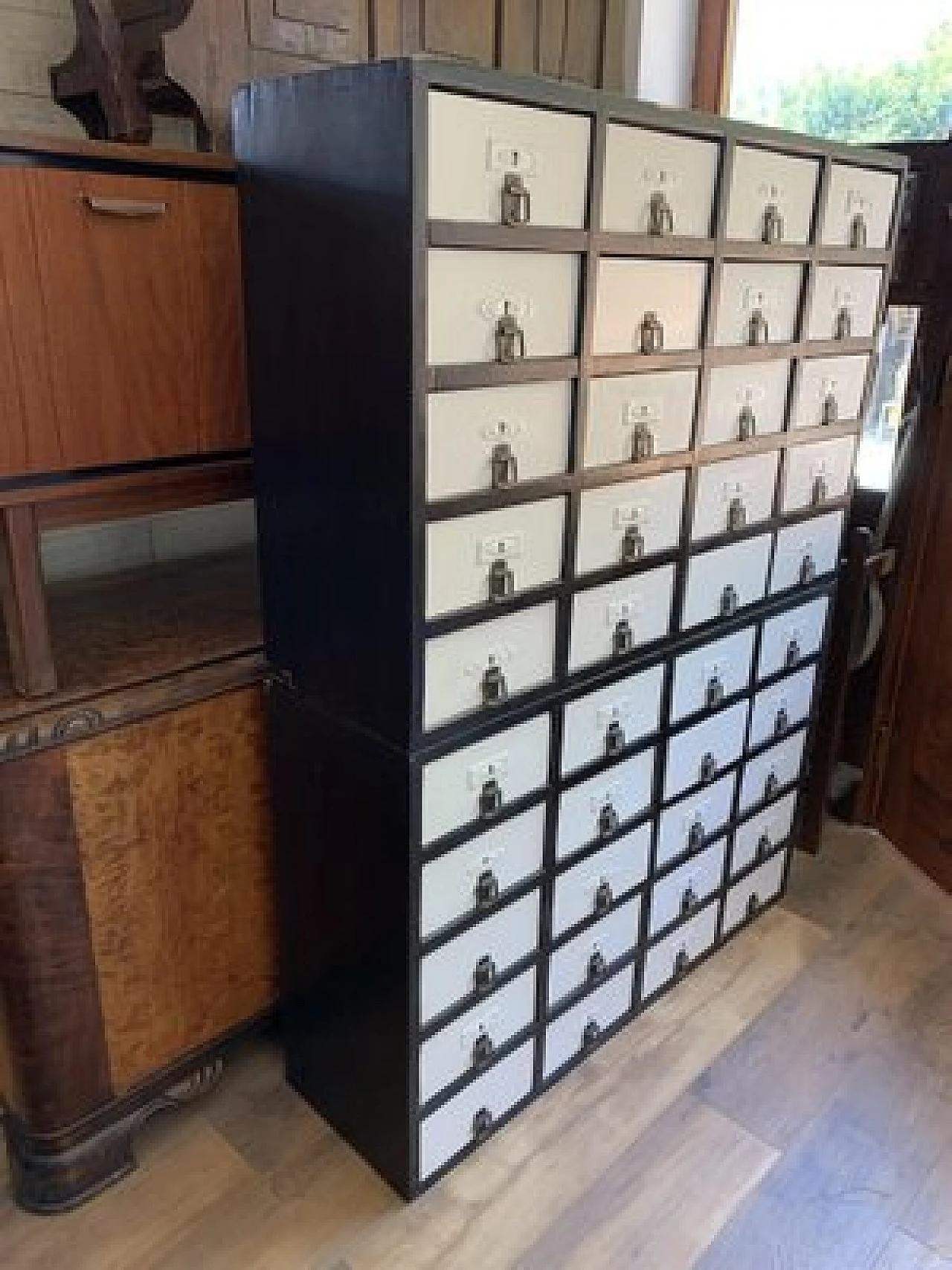 Industrial chest of drawers in painted wood, 1950s 3