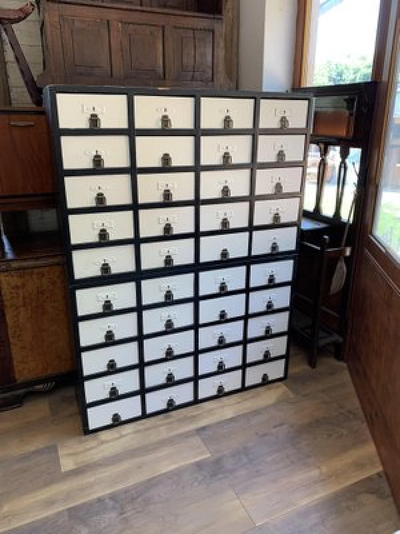 Industrial chest of drawers in painted wood, 1950s 4