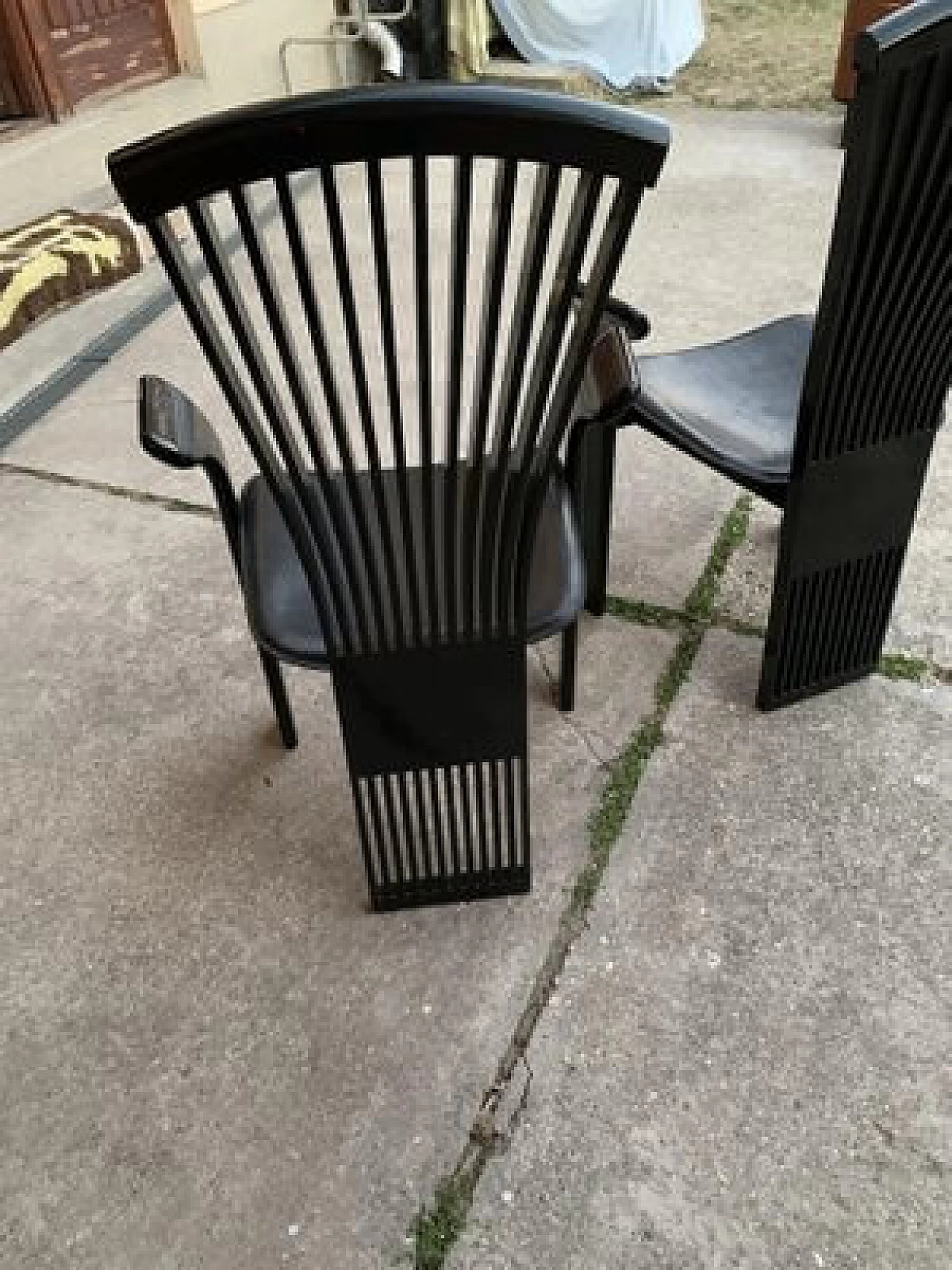 Pair of dining chairs in lacquered and leather by Pietro Costantini, 1980s 2