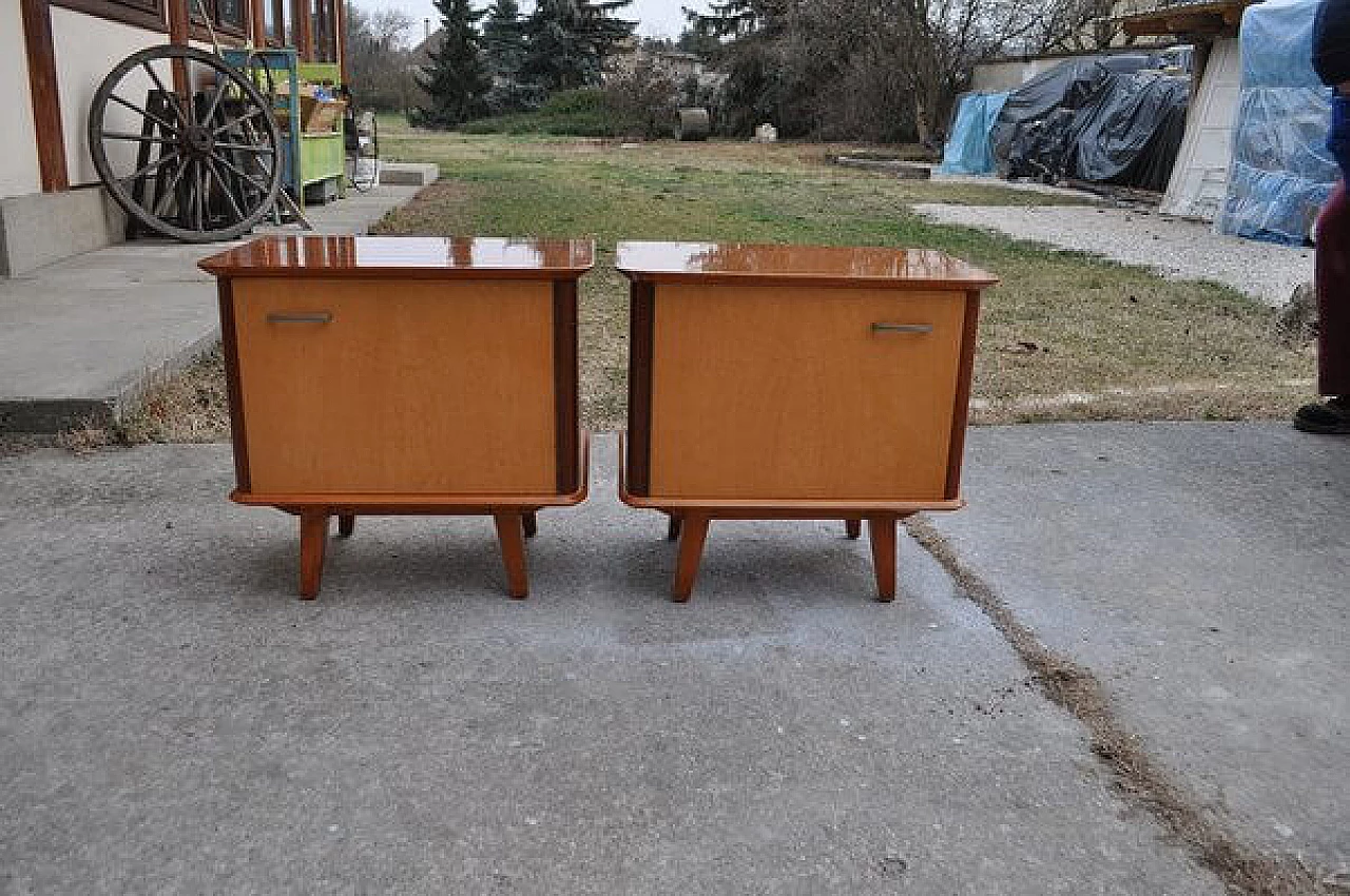 Pair of bedside tables in lacquered wood, 1950s 1