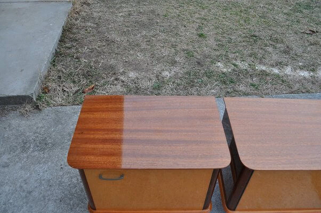 Pair of bedside tables in lacquered wood, 1950s 3