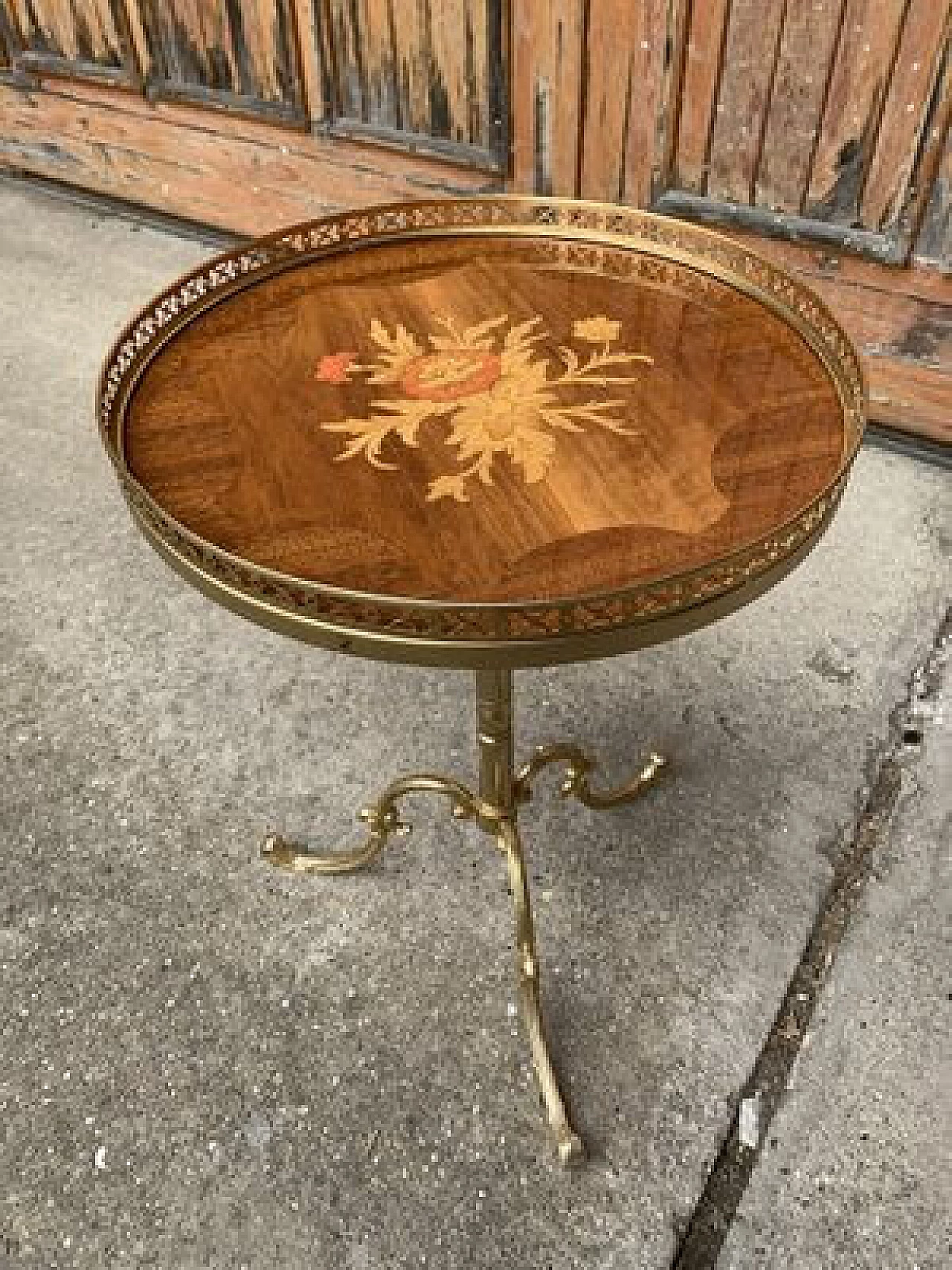 Coffee table in brass with briarwood top, 1950s 3