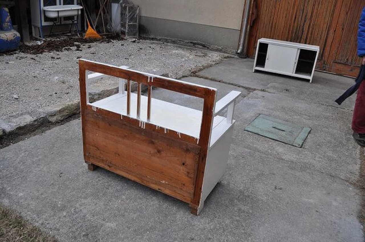 Art Deco bench in white repainted pine, 1930s 3