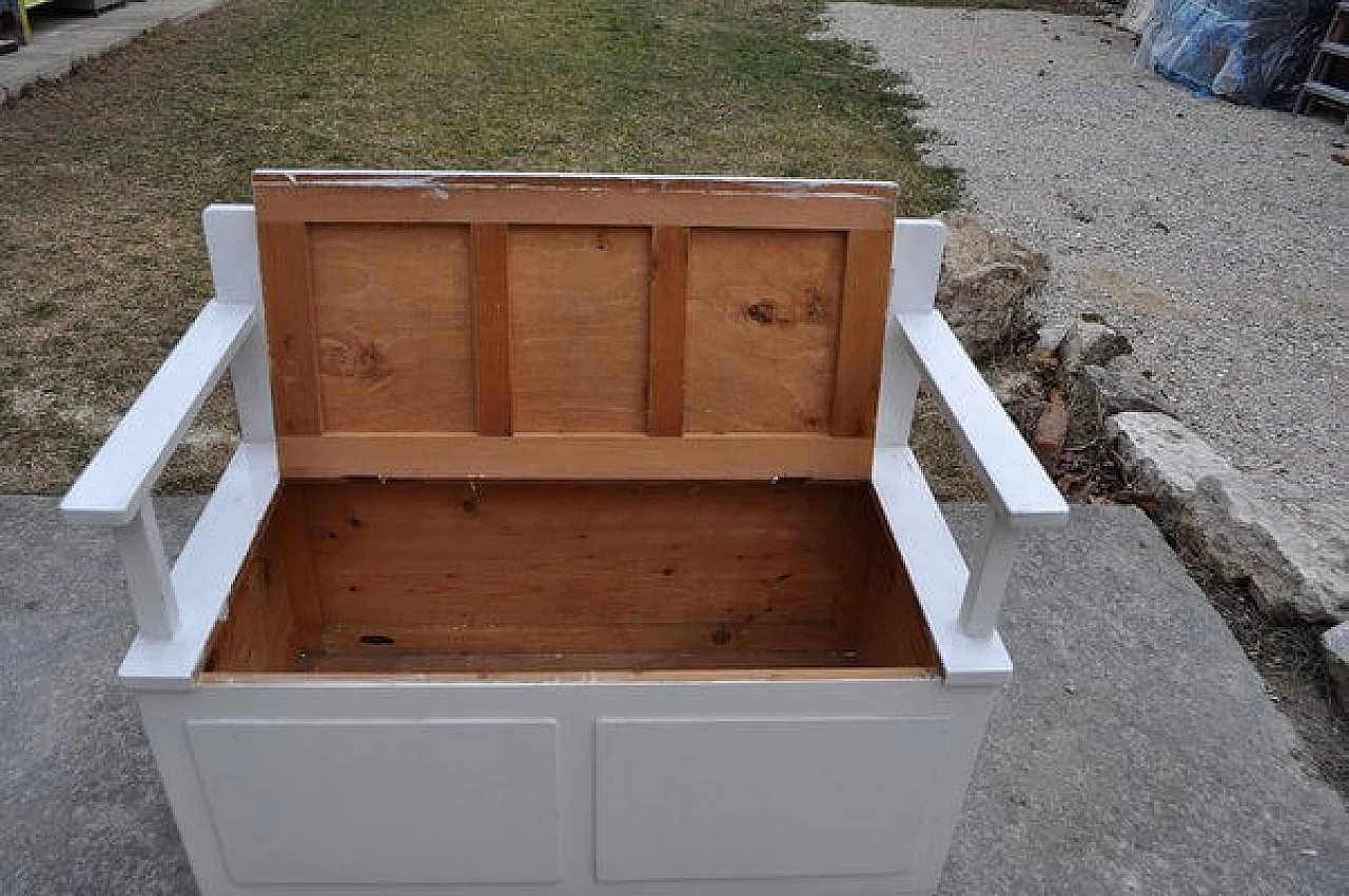 Art Deco bench in white repainted pine, 1930s 4