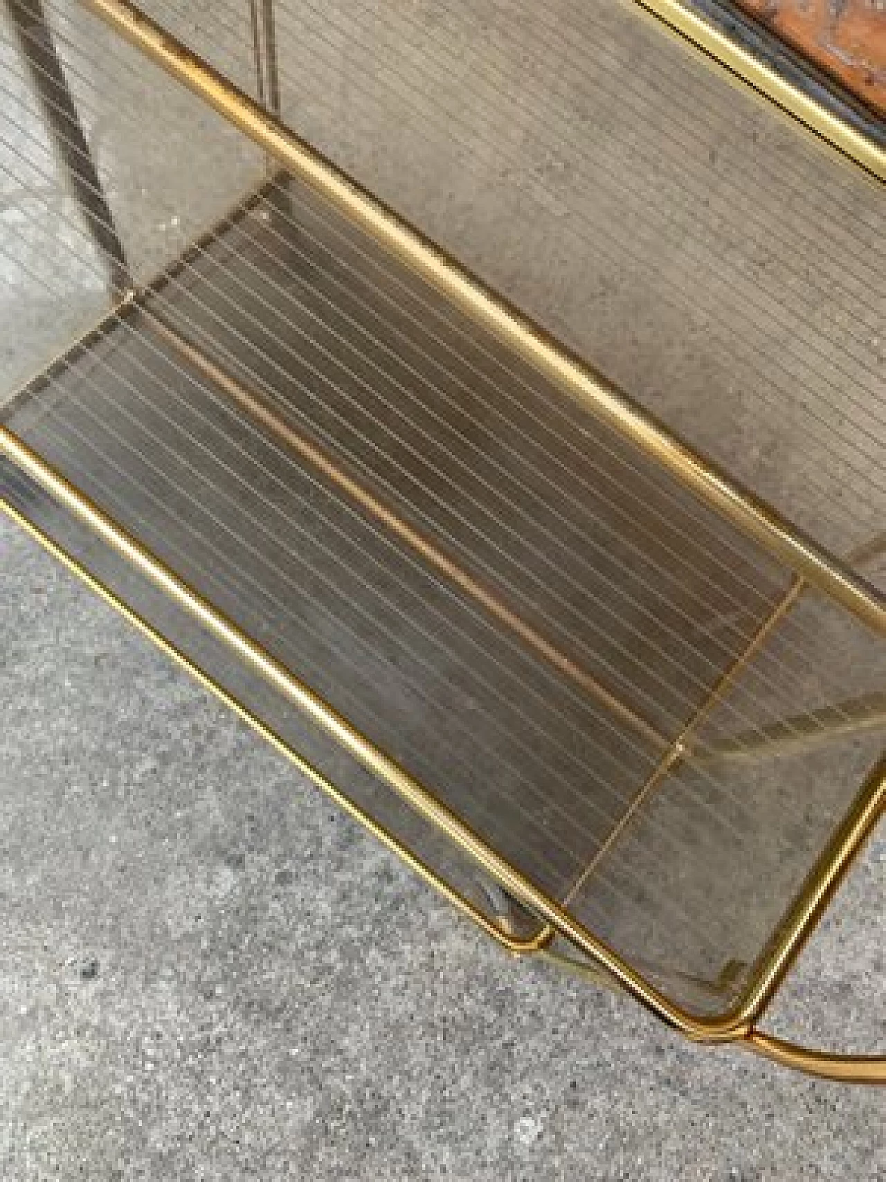 Folding trolley in gilded brass and plastic, 1960s 4