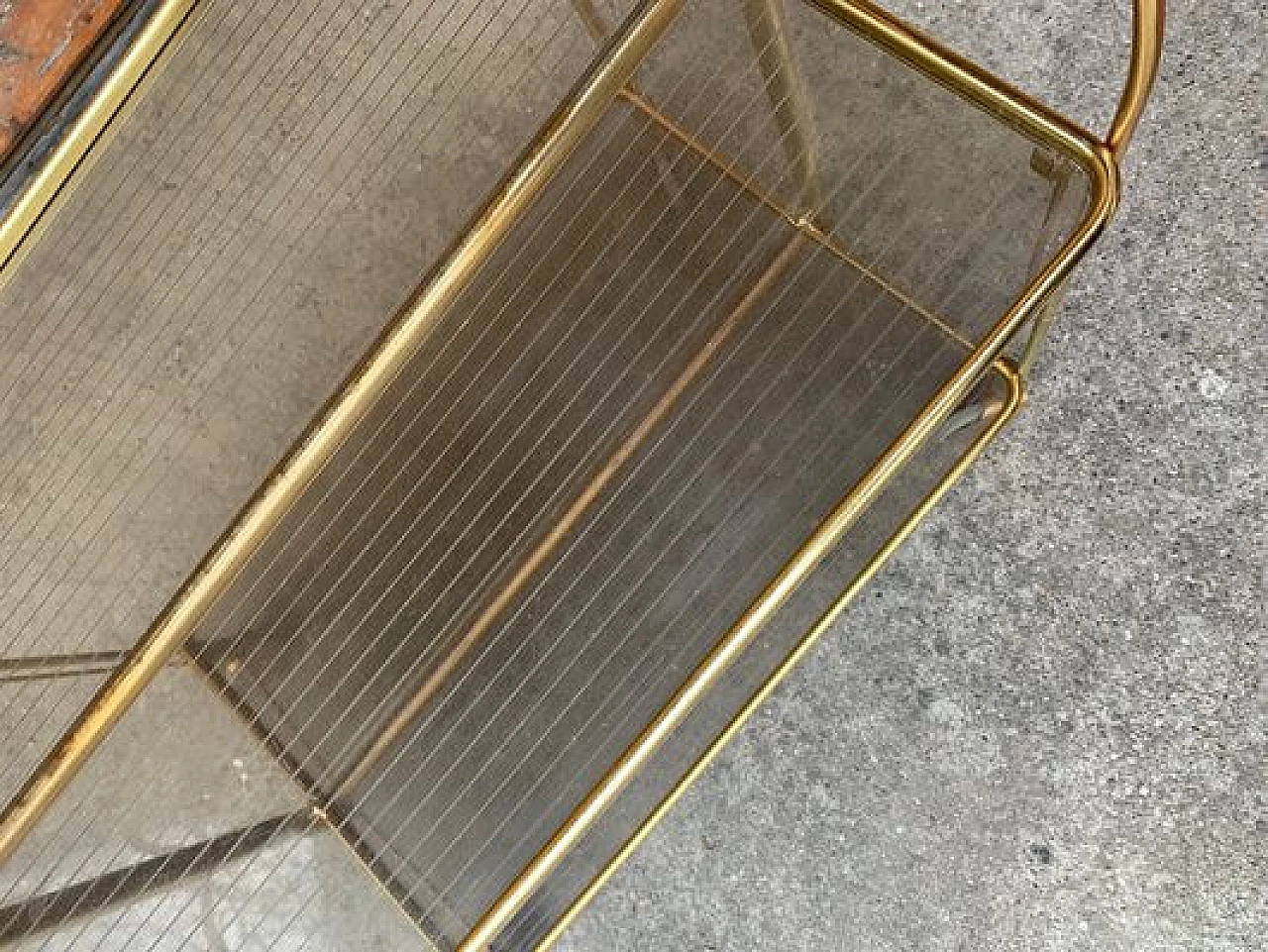 Folding trolley in gilded brass and plastic, 1960s 5