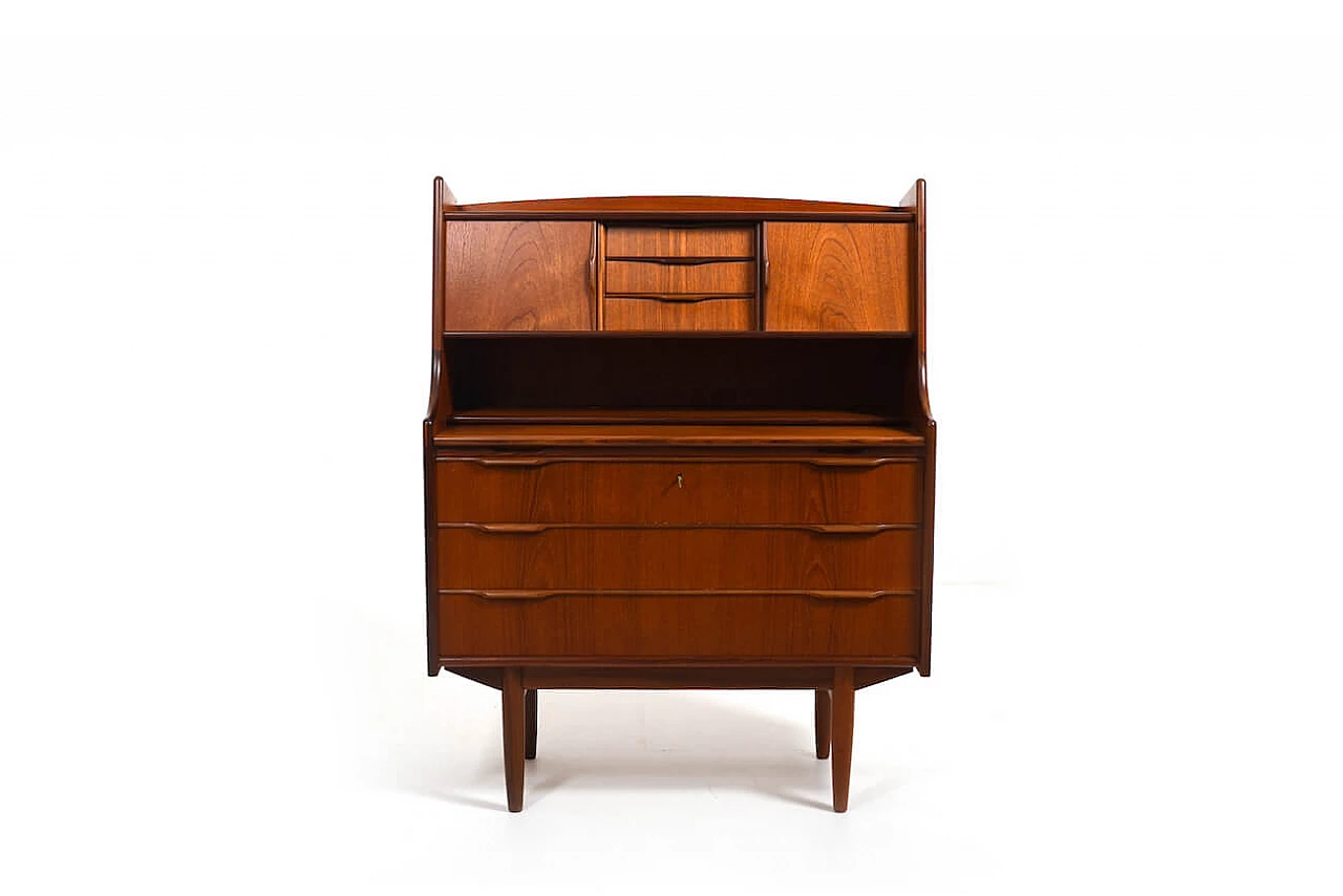 Teak secretaire with drawers, 1960s 2