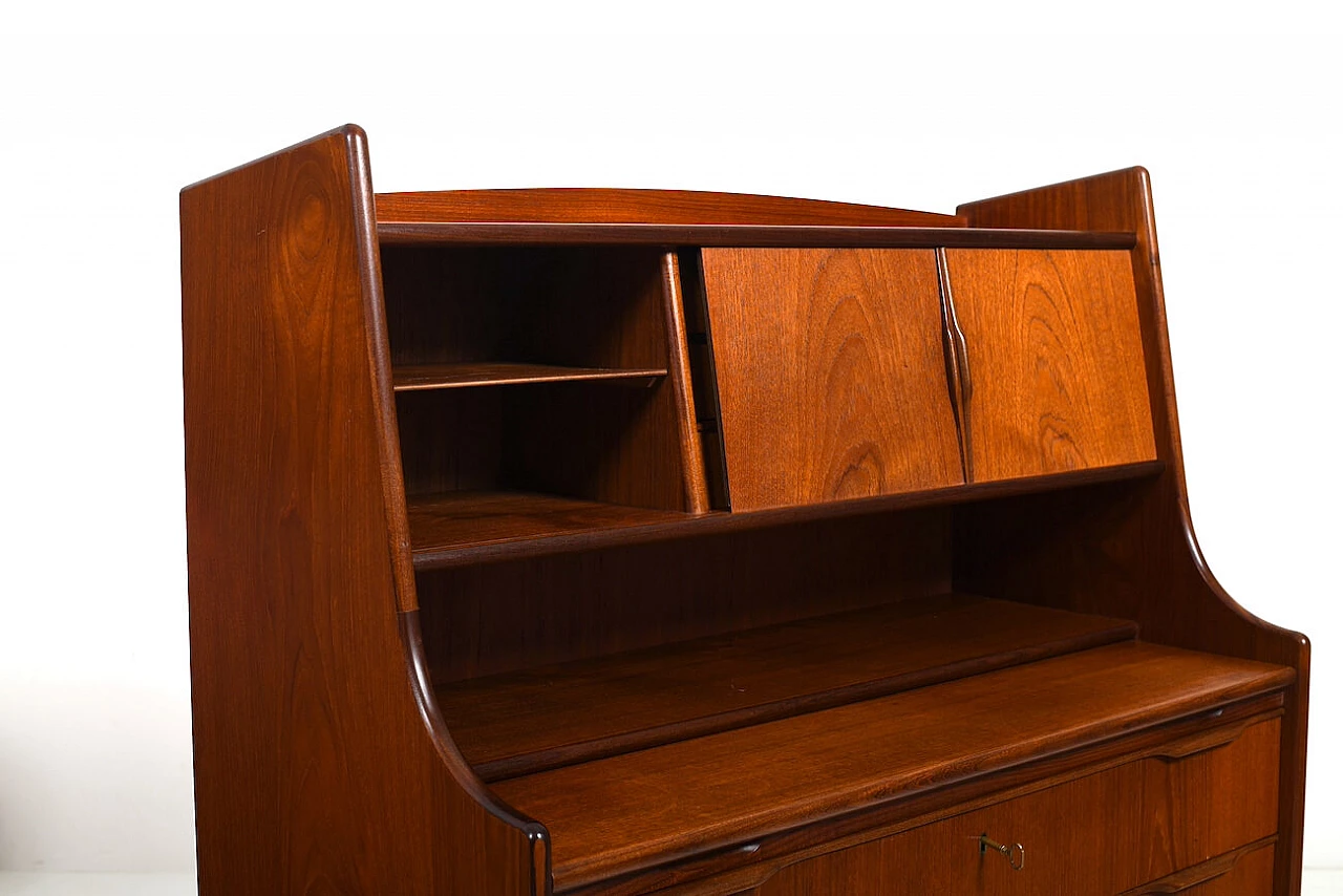 Teak secretaire with drawers, 1960s 4