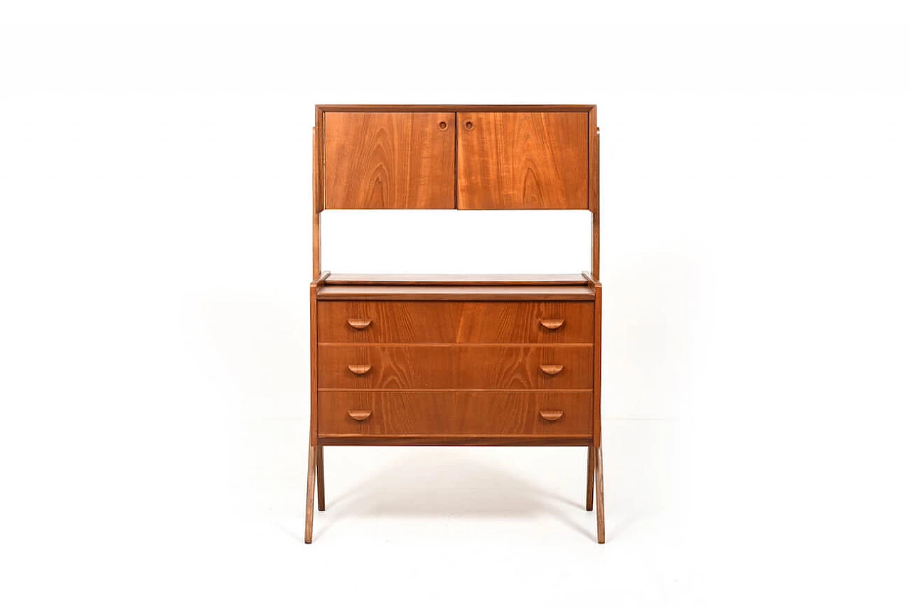 Chest of drawers with teak writing tabletop, 1950s 1