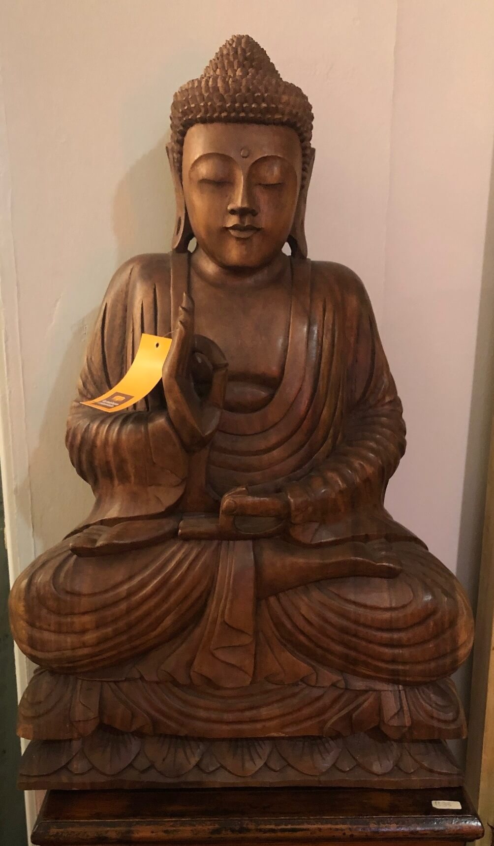 Buddha seduto, statua in legno di La Maison Coloniale, primo '900