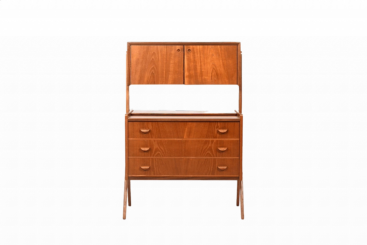 Chest of drawers with teak writing tabletop, 1950s 15