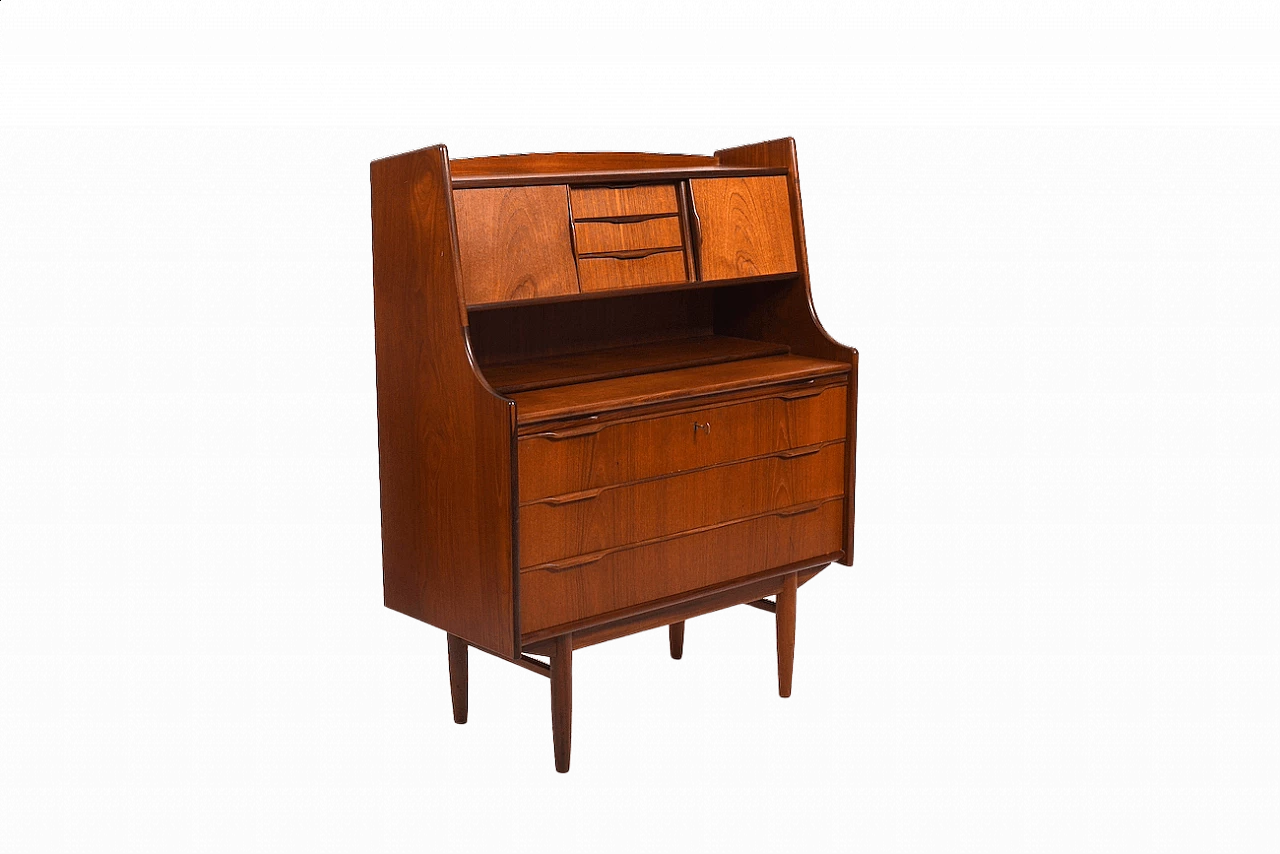 Teak secretaire with drawers, 1960s 8