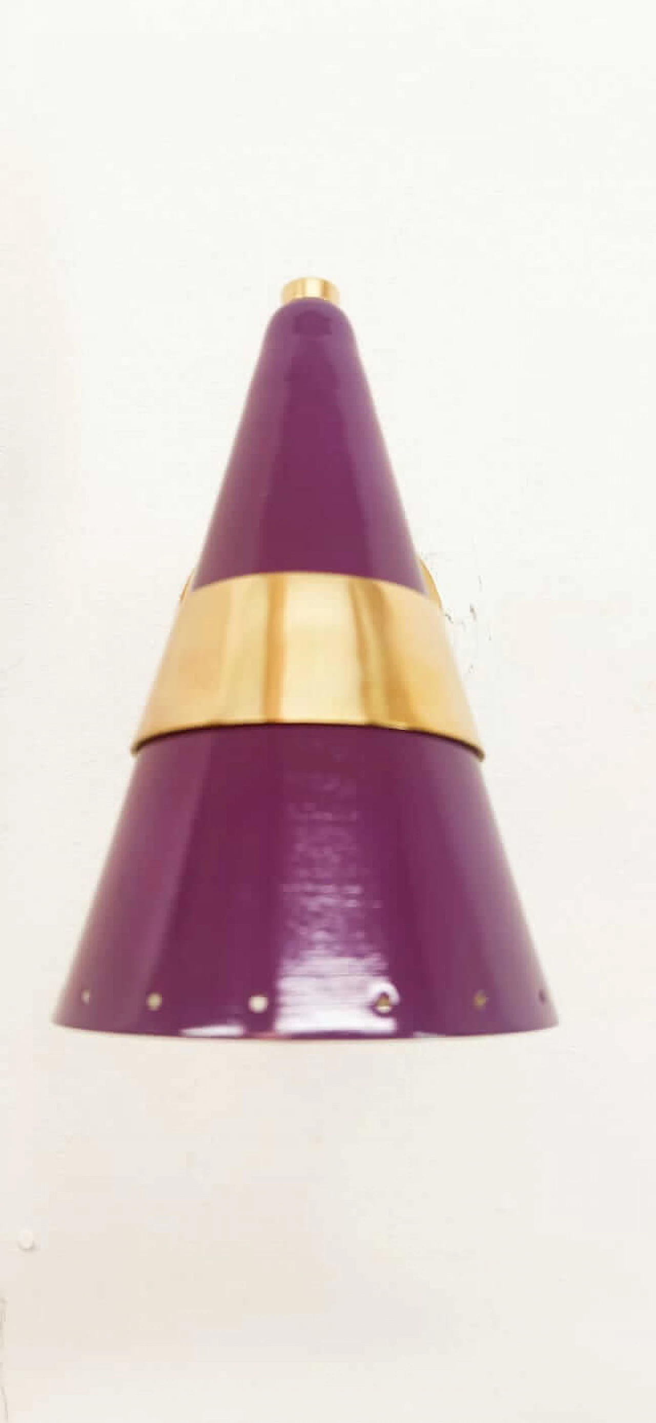 Purple and gold adjustable cone wall light, 1970s 2