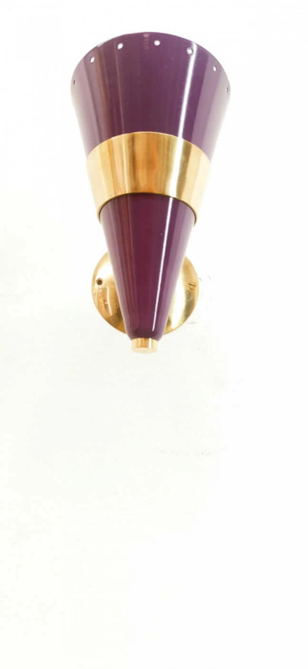 Purple and gold adjustable cone wall light, 1970s 3