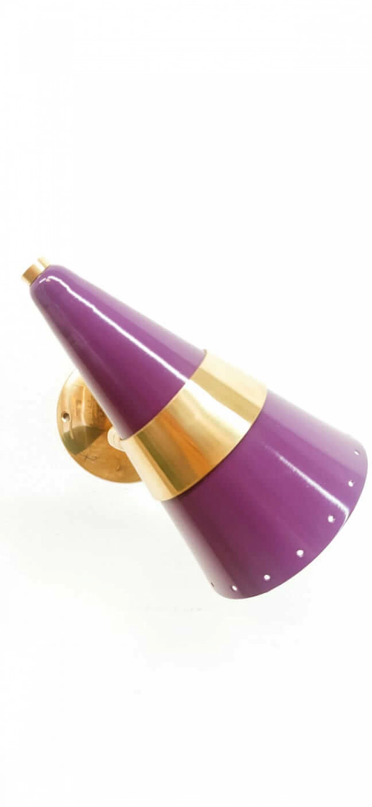 Purple and gold adjustable cone wall light, 1970s 4