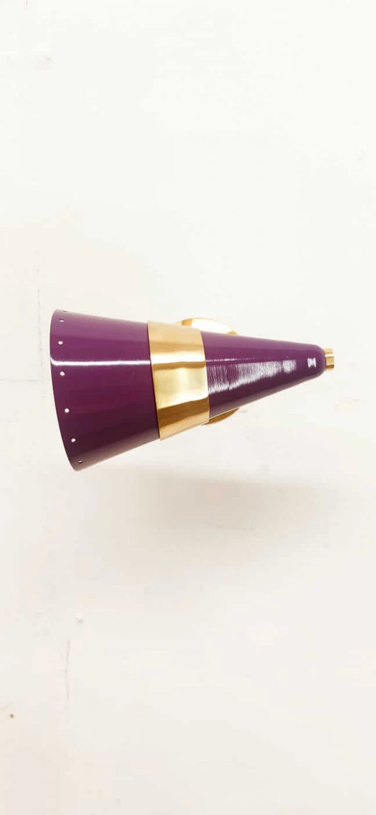 Purple and gold adjustable cone wall light, 1970s 5