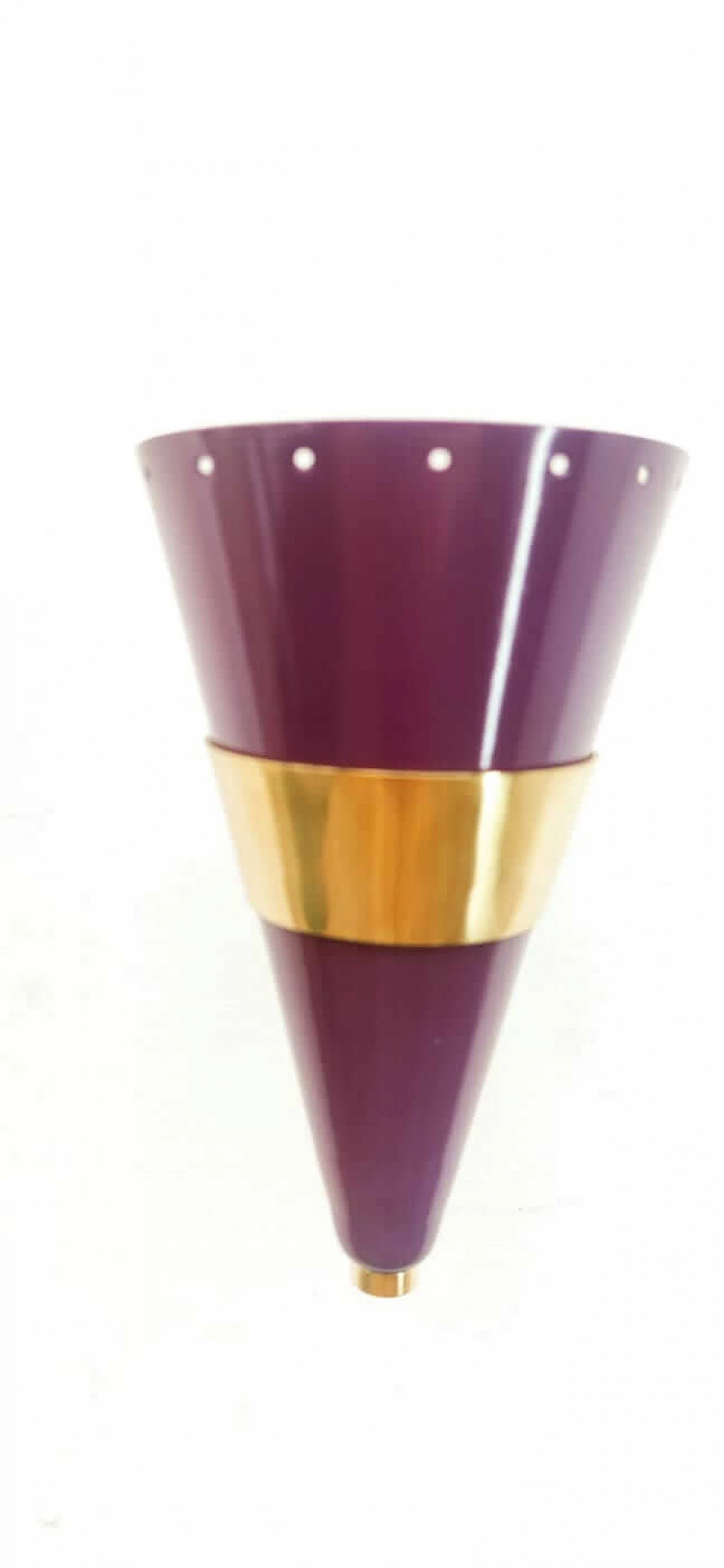 Purple and gold adjustable cone wall light, 1970s 6