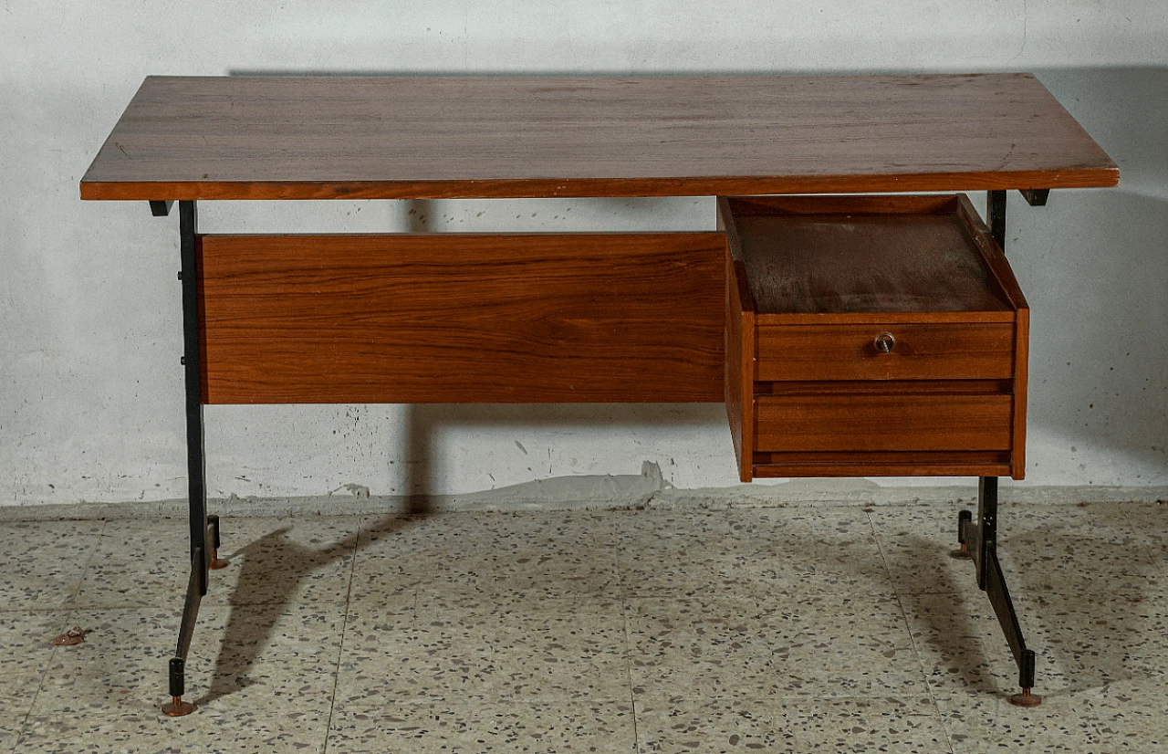 Wood and black metal desk, 1960s 1