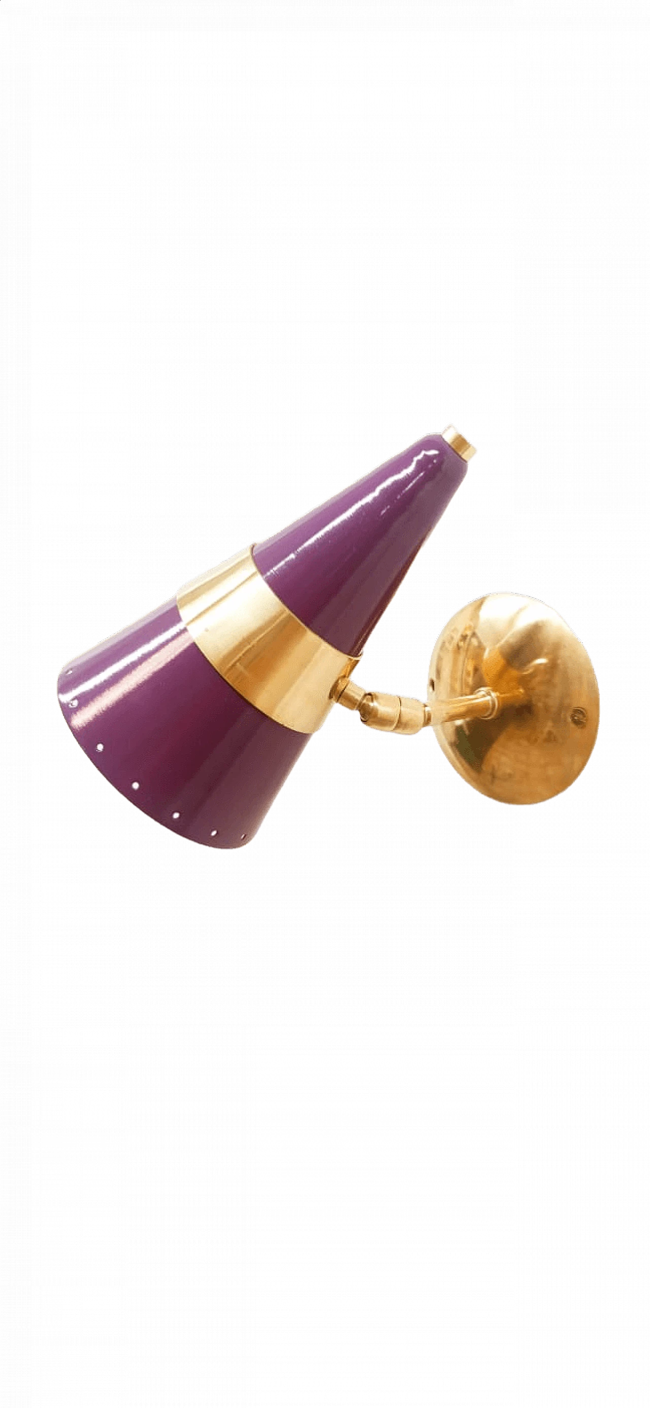 Purple and gold adjustable cone wall light, 1970s 9