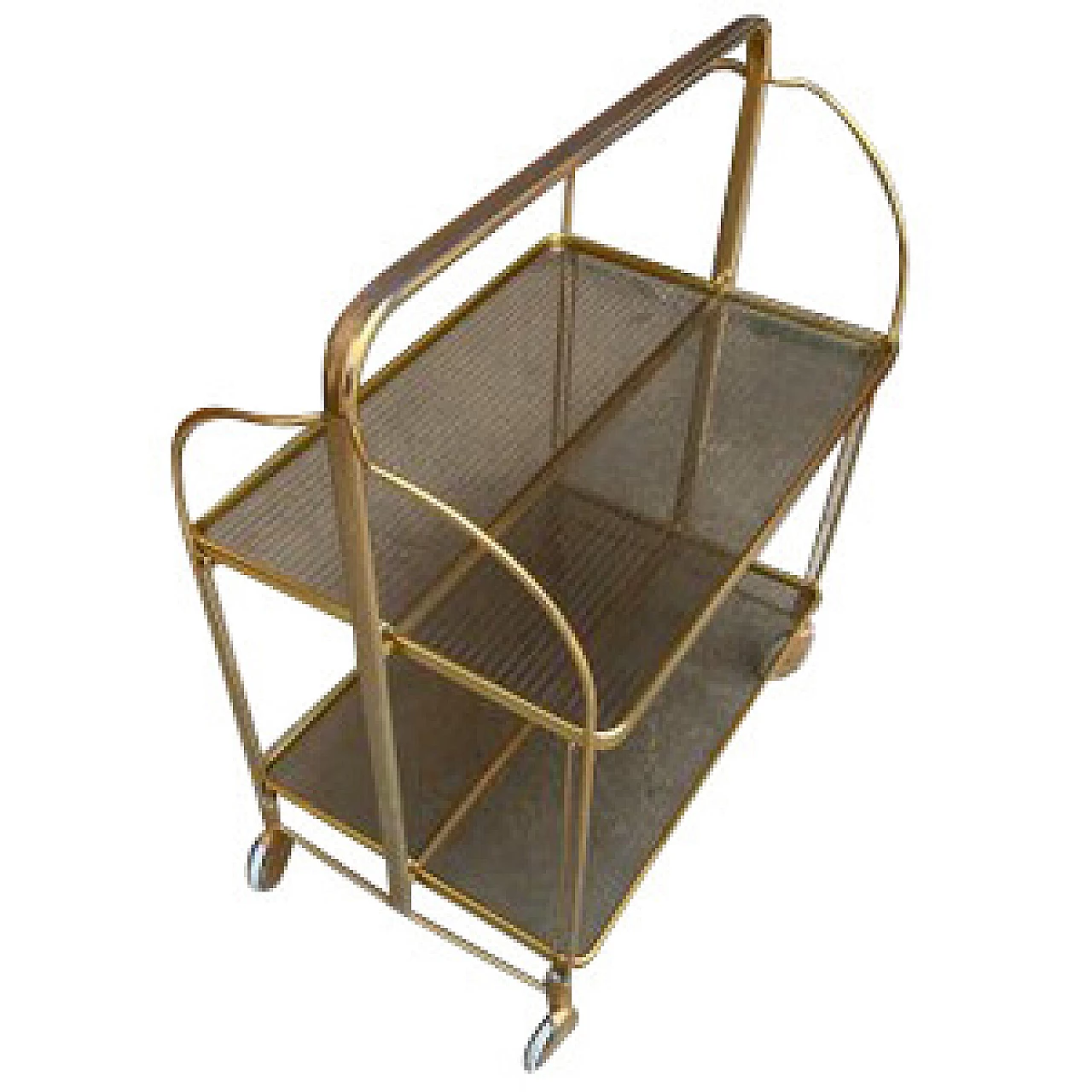 Folding trolley in gilded brass and plastic, 1960s 6