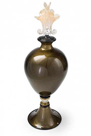 Vase in black and gold Murano glass