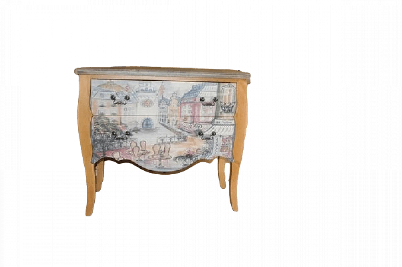 Baroque style chest of drawers with parisian painting 10