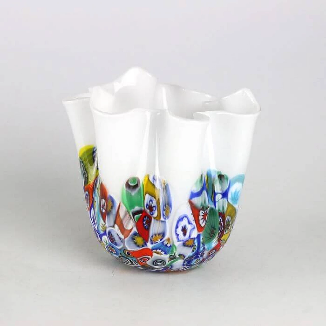 Vaso Fazzoletto con murrine in vetro di Murano 1